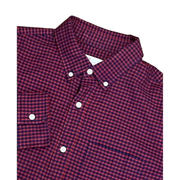 GAP Red/Blue Gingham Check Long Sleeve Button Down Shirt Standard Fit Stretch M - Picture 2 of 6